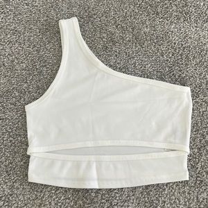 Shein Cut Out One Shoulder Top in white